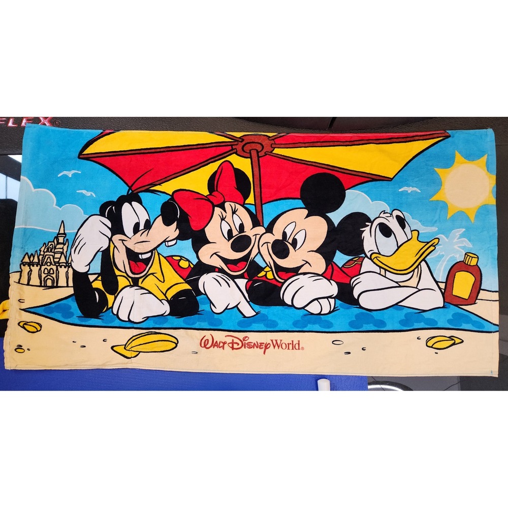 Disney Parks Mickey Mouse Friends Packable Kids Beach Towel Drawstring Backpack